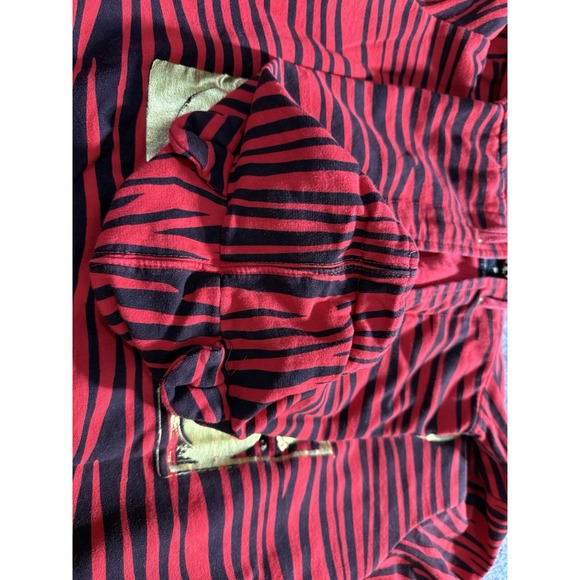 Abbey Dawn Avril Lavigne Zebra Striped Hoodie Cat Ears & Studs XL Y2K Vintage - Picture 7 of 15